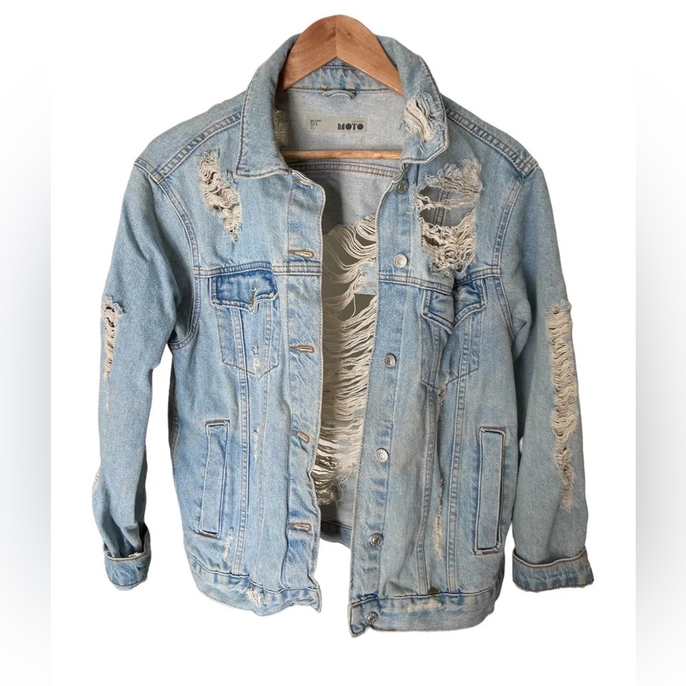 Topshop Distressed Denim Jacket